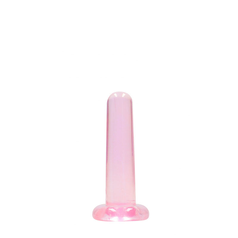 RealRock Crystal Clear 13.5cm slim suction cup dildo in pink — product detail