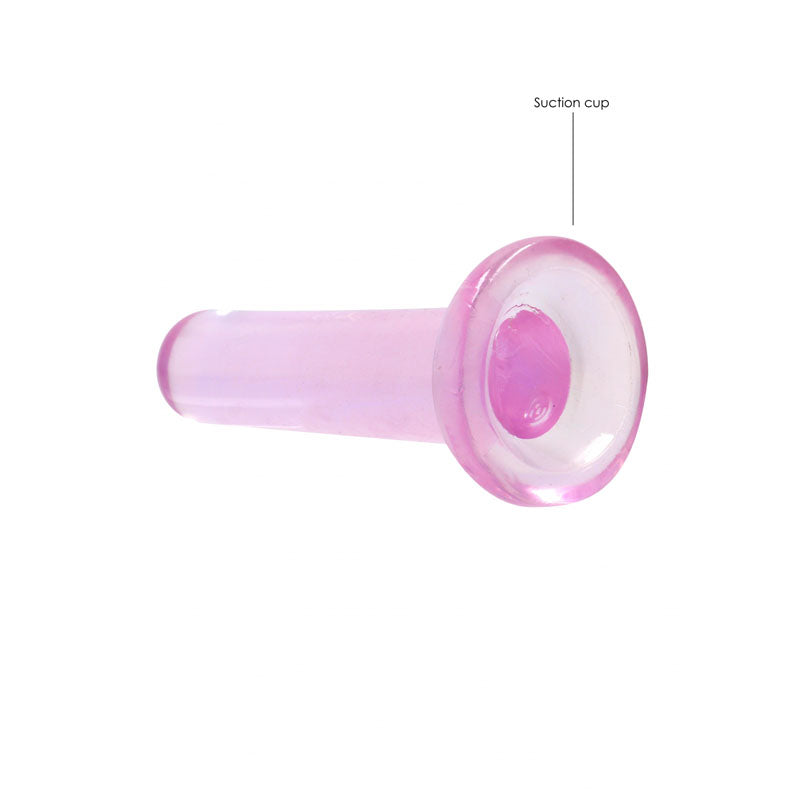 RealRock Crystal Clear 13.5cm slim suction cup dildo in pink — product detail