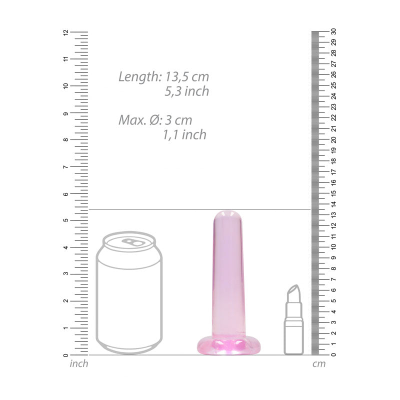 RealRock Crystal Clear 13.5cm slim suction cup dildo in pink — product detail