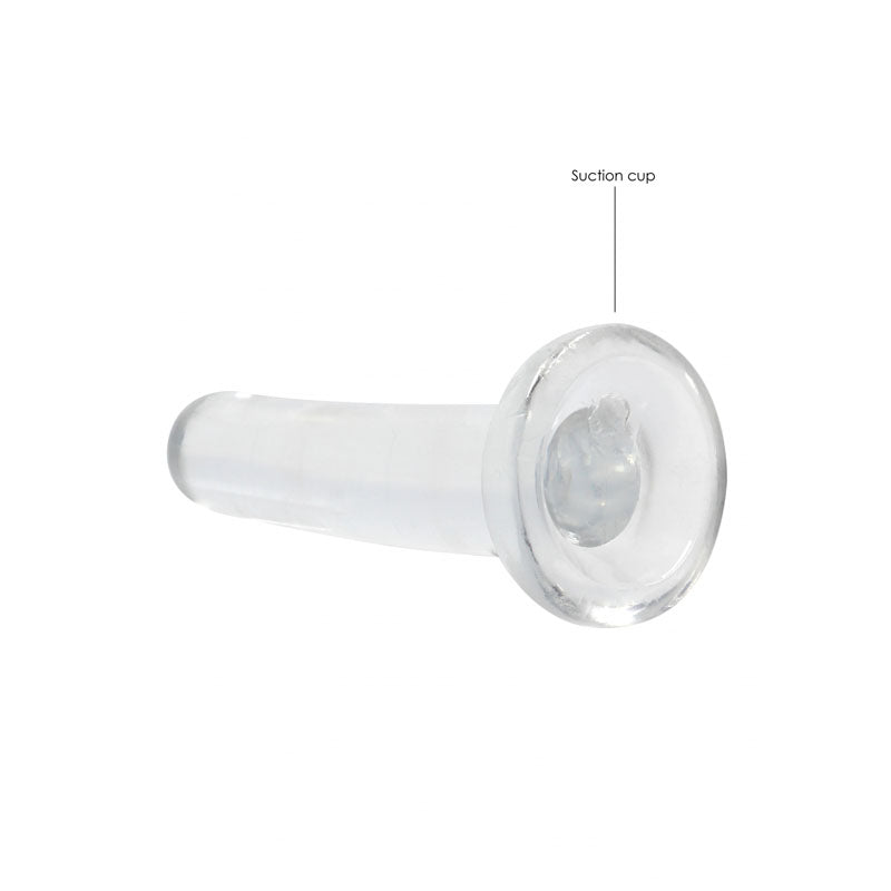 RealRock Crystal Clear 13.5cm slim suction cup dildo in clear — product detail