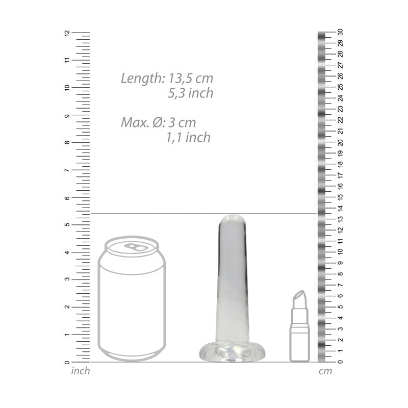 RealRock Crystal Clear 13.5cm slim suction cup dildo in clear — product detail