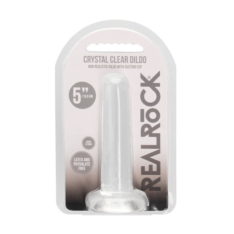 RealRock Crystal Clear 13.5cm slim suction cup dildo in clear — product detail