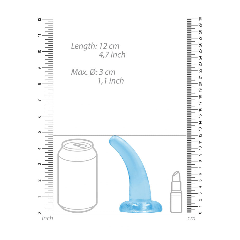 RealRock Crystal Clear 12cm curved pegging dildo in blue — product detail