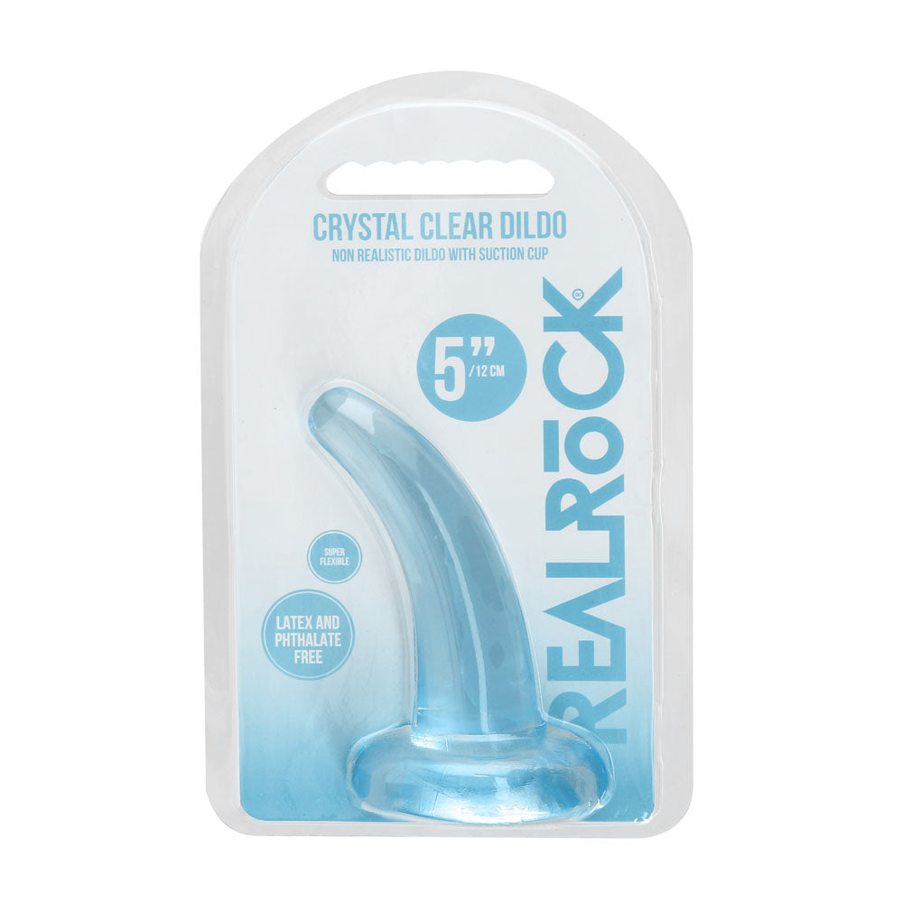 RealRock Crystal Clear 12cm curved pegging dildo in blue — product detail
