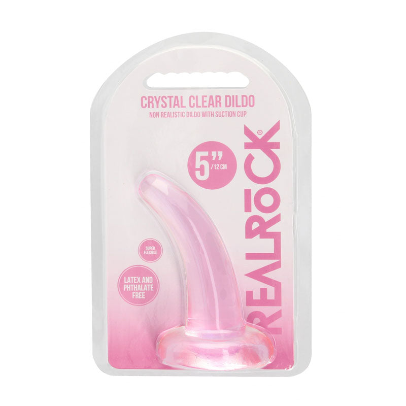 RealRock Crystal Clear 12cm curved pegging dildo in pink — product detail