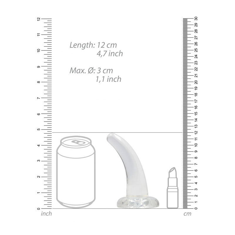 RealRock Crystal Clear 12cm curved pegging dildo in clear — product detail