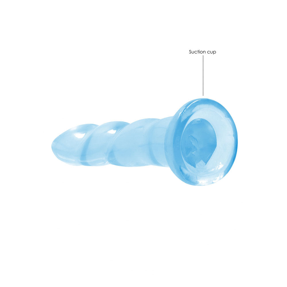RealRock Crystal Clear 18cm contoured suction cup dildo in blue — product view 4