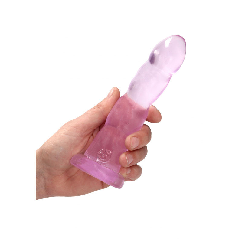 RealRock Crystal Clear 18cm contoured suction cup dildo in pink — product view 2