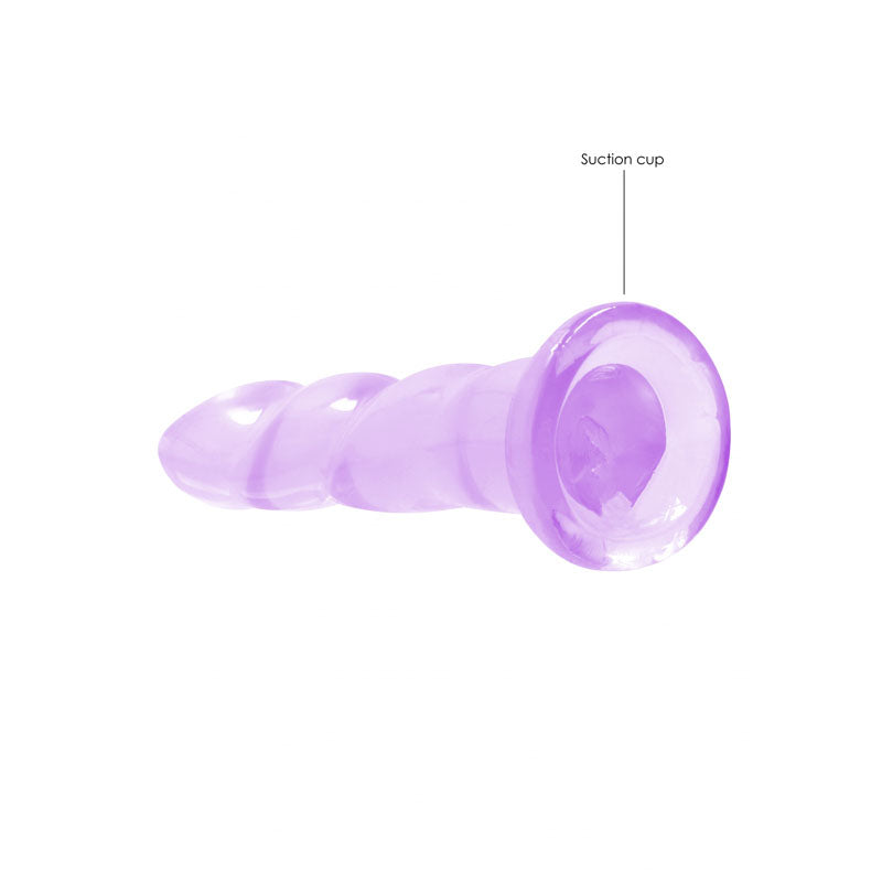RealRock Crystal Clear 18cm contoured suction cup dildo in purple — product view 4