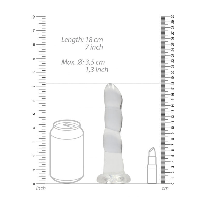 RealRock Crystal Clear 18cm contoured suction cup dildo in clear — product view 5