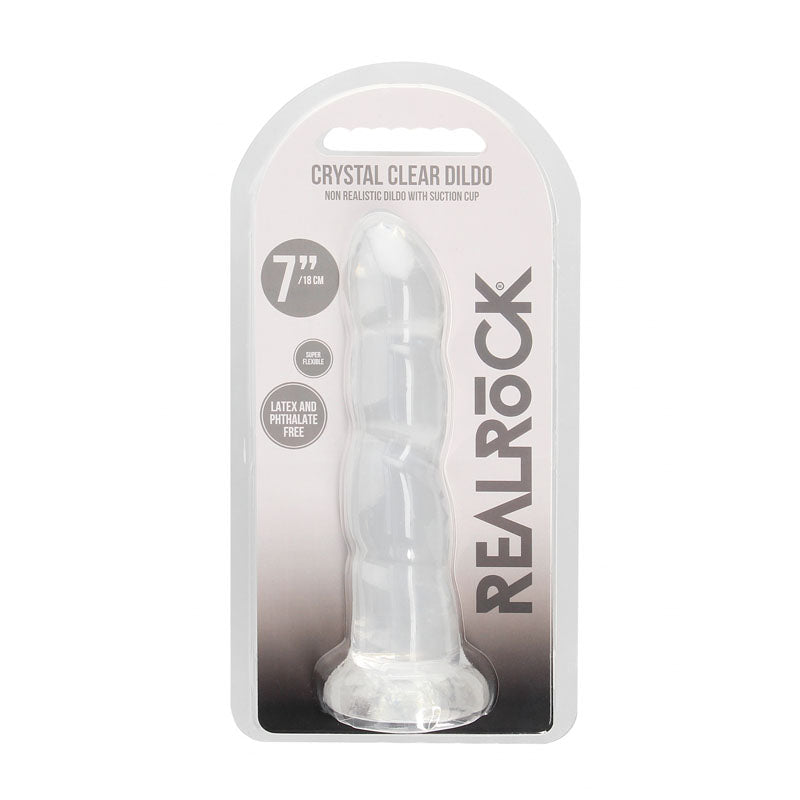 RealRock Crystal Clear 18cm contoured suction cup dildo in clear — product view 6