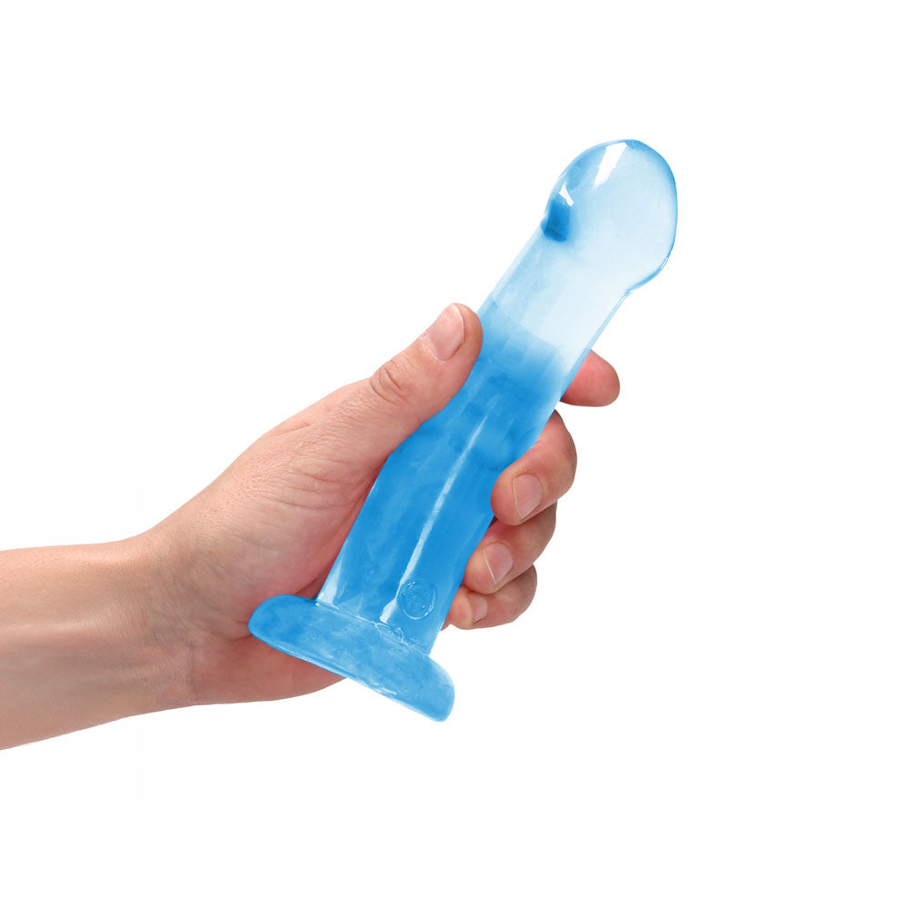 RealRock Crystal Clear 17cm (6.69 inches) smooth suction cup dildo – Blue, product detail