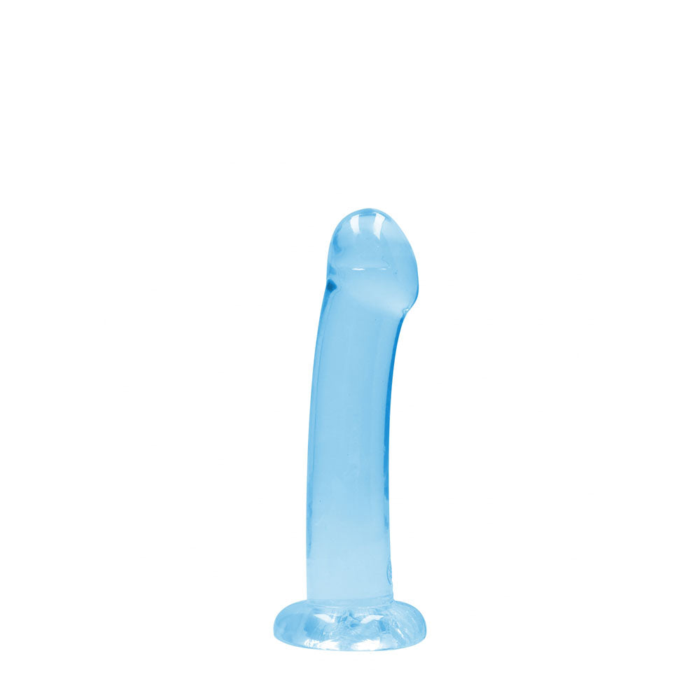 RealRock Crystal Clear 17cm (6.69 inches) smooth suction cup dildo – Blue, product detail