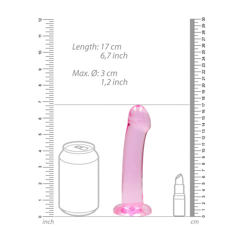 RealRock Crystal Clear 17cm (6.69 inches) smooth suction cup dildo – Pink, product detail