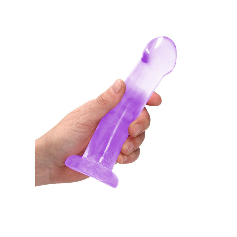 RealRock Crystal Clear 17cm (6.69 inches) smooth suction cup dildo – Purple, product detail