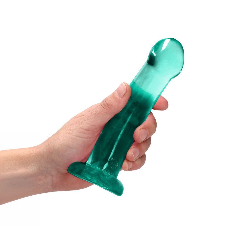 RealRock Crystal Clear 17cm (6.69 inches) smooth suction cup dildo – Turquoise, product detail