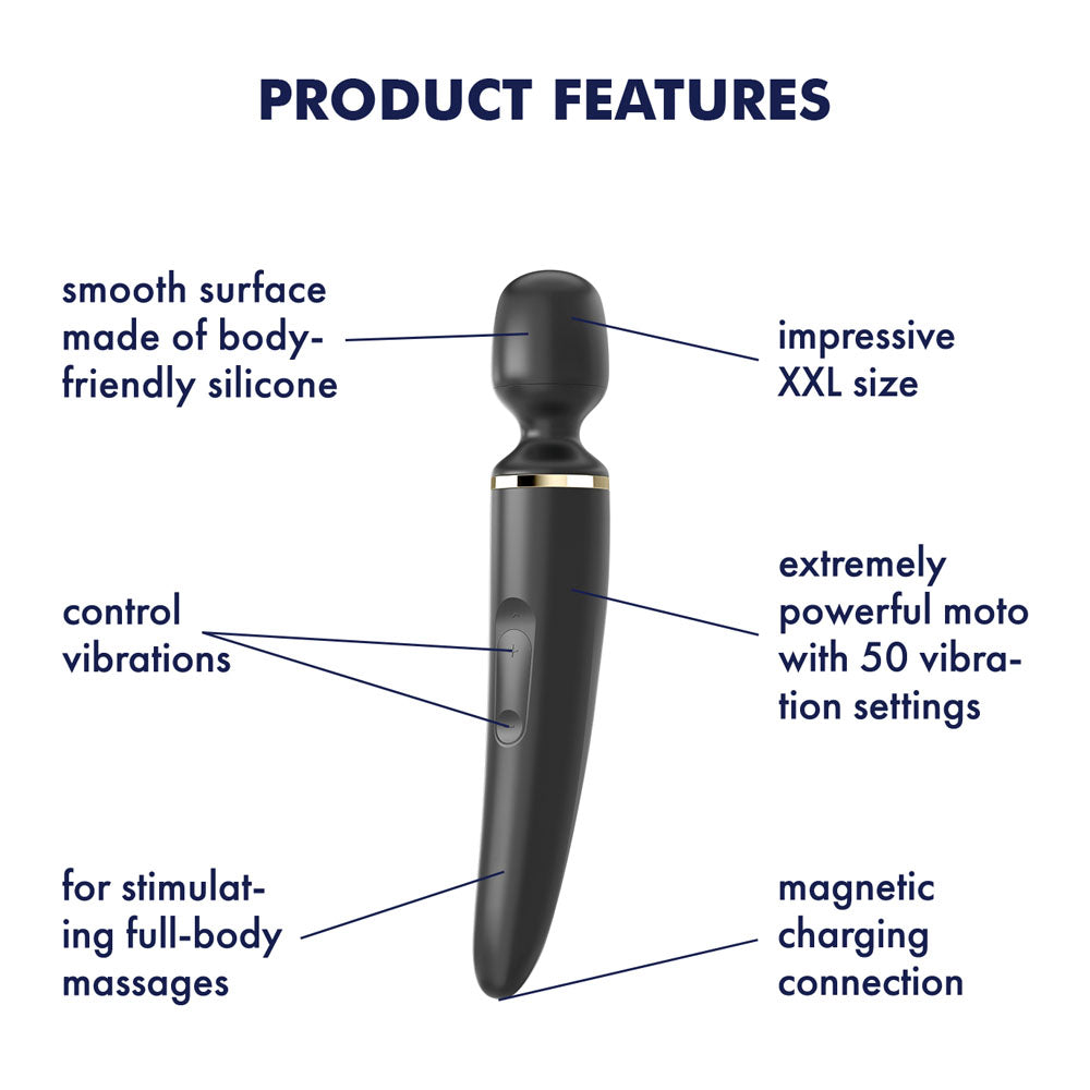 Satisfyer Wand-er Woman black and gold rechargeable silicone wand massager