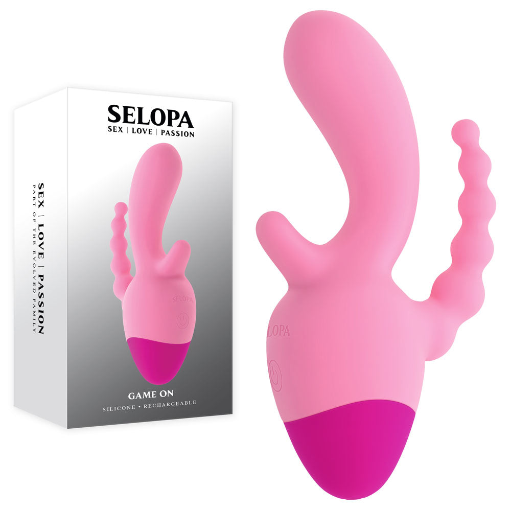 Selopa Game On pink rechargeable mini triple stimulator