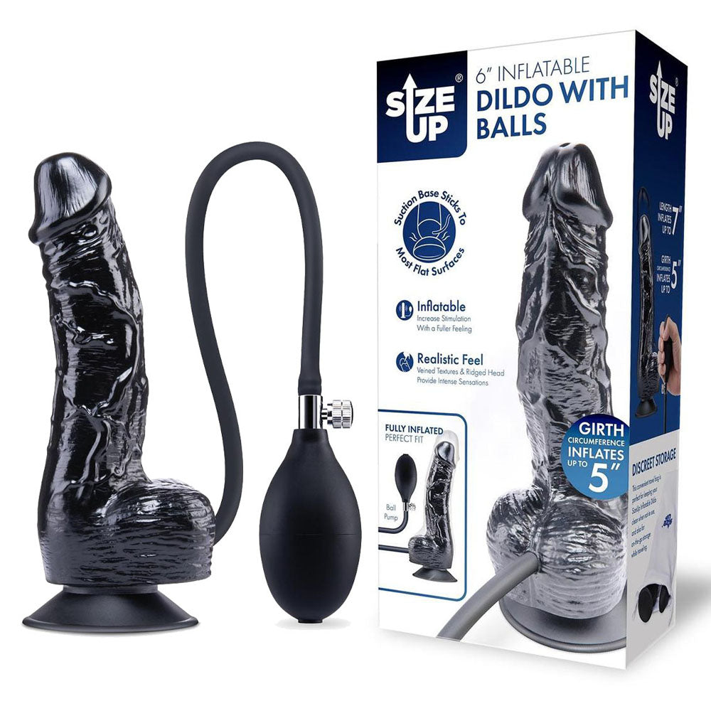 Size Up Inflatable 6" Dildo with Balls - The Love Boulevard