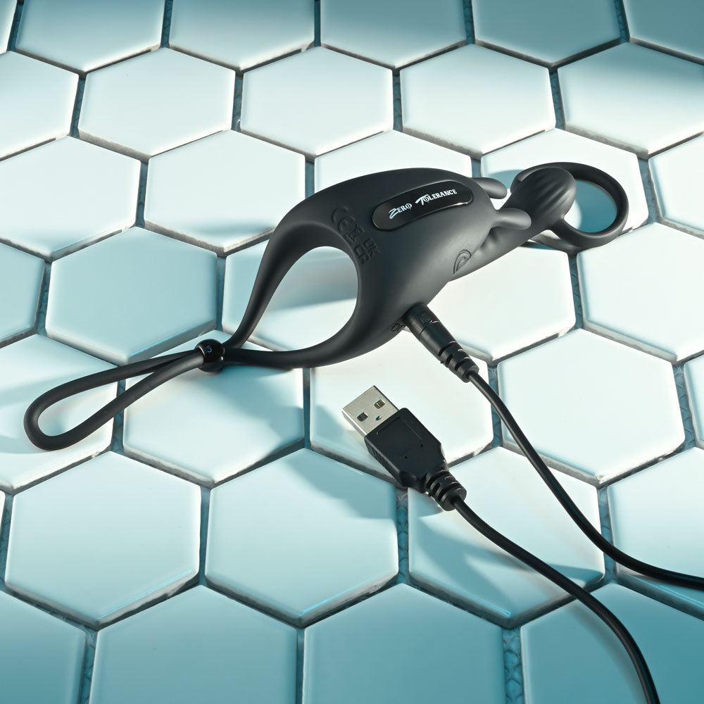 Zero Tolerance Saddle Up adjustable vibrating cock and ball ring in black